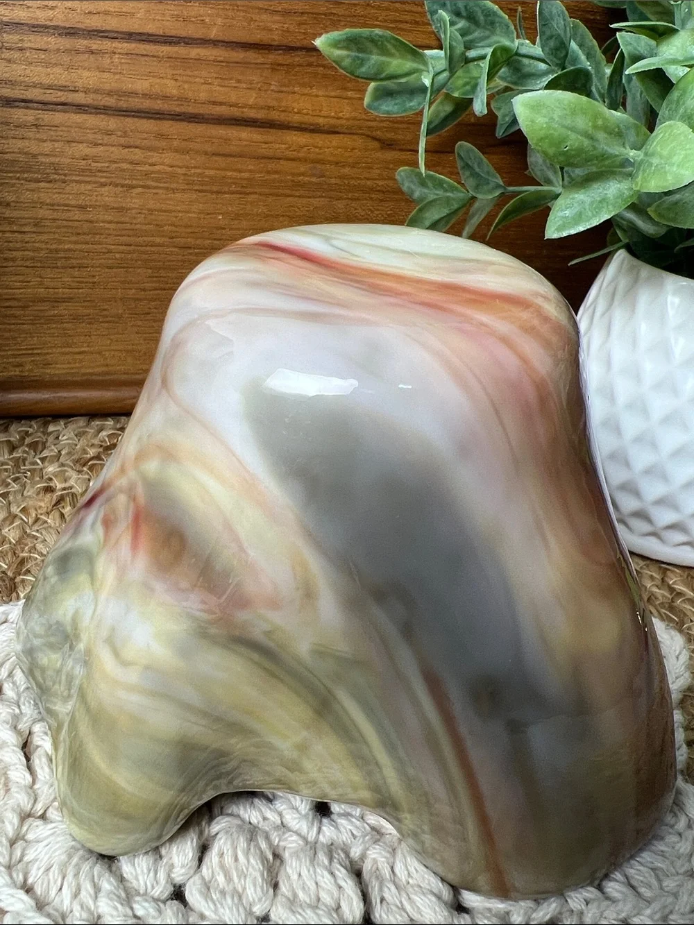 Signed 2005 Ruffled Studio Art Glass Bowl Vase Multicolor Freeform